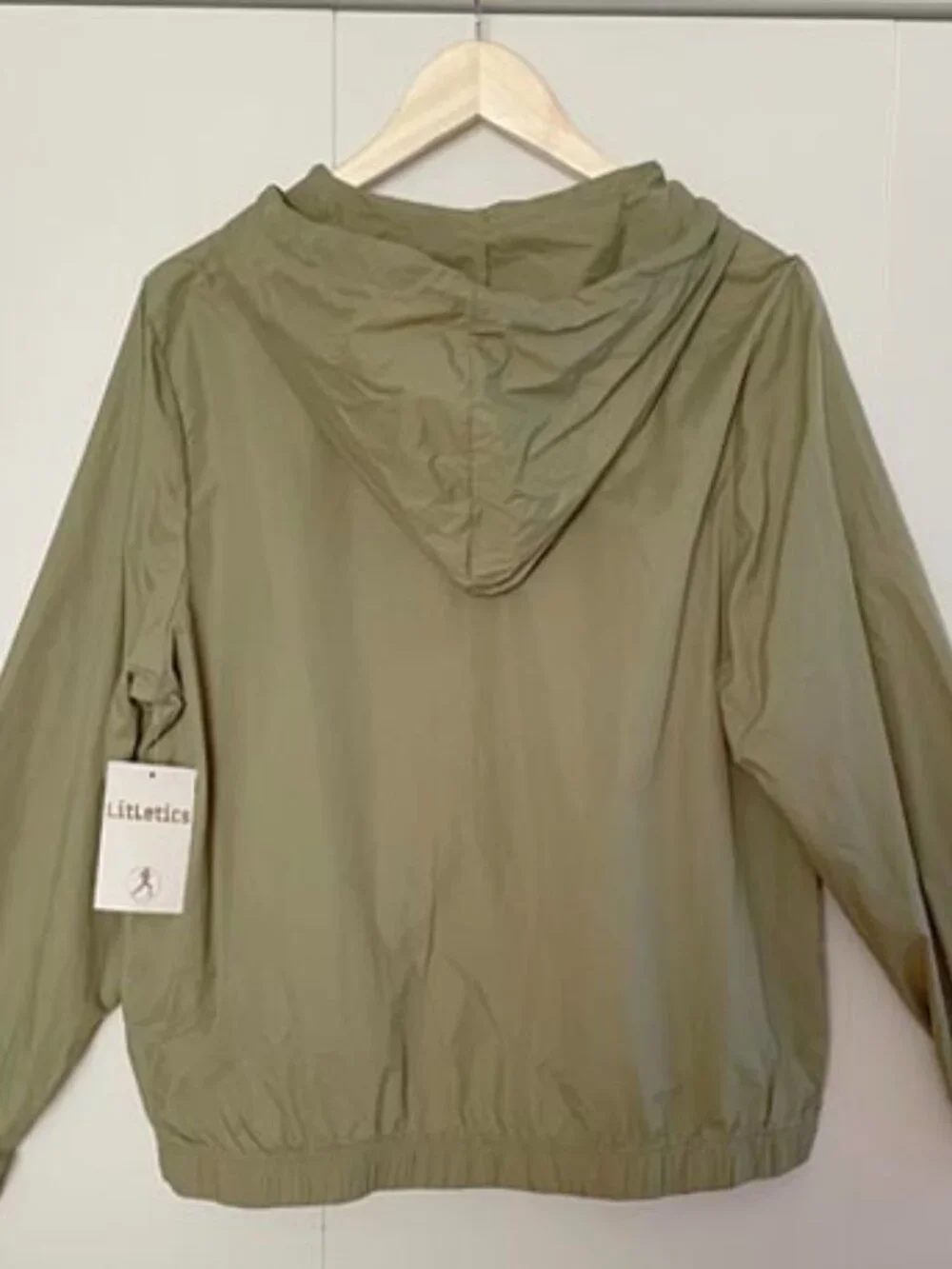 Women’s Olive 2-Piece Windbreaker Set | Hooded Zip Jacket & Dolphin Shorts